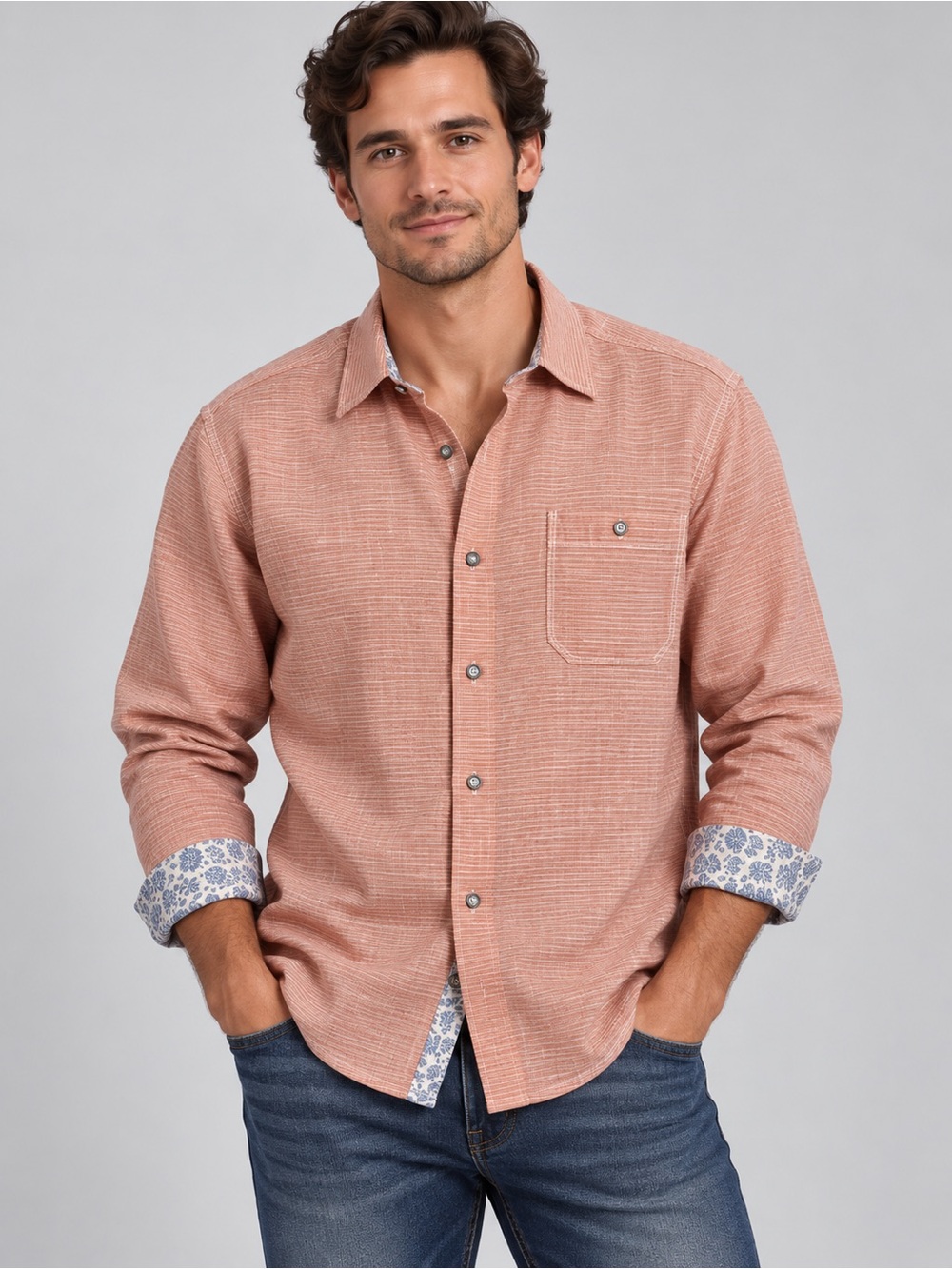 Tommy Bahama Jeans Island Crafted Men’s XL Linen Tencel Long Sleeve Shirt